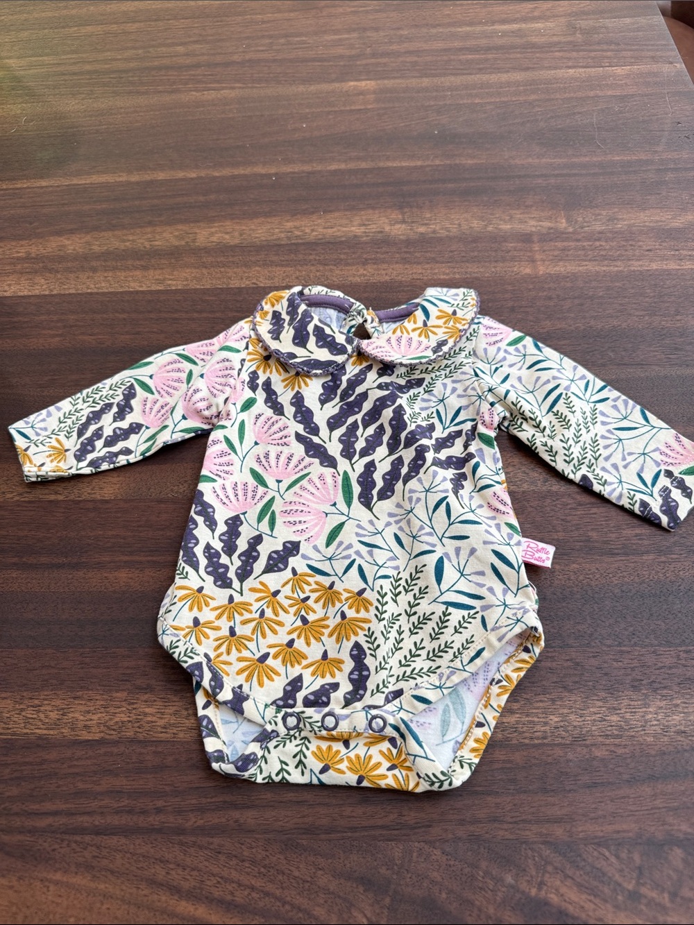 Floral Print Long-Sleeve Baby One-Piece Bodysuit - NWOT